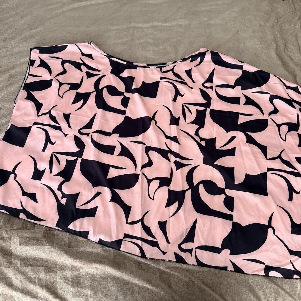 Shein Curve Blouse 4XL Pink Off Shoulder Geometric Assymetric Dolman Tunic Top